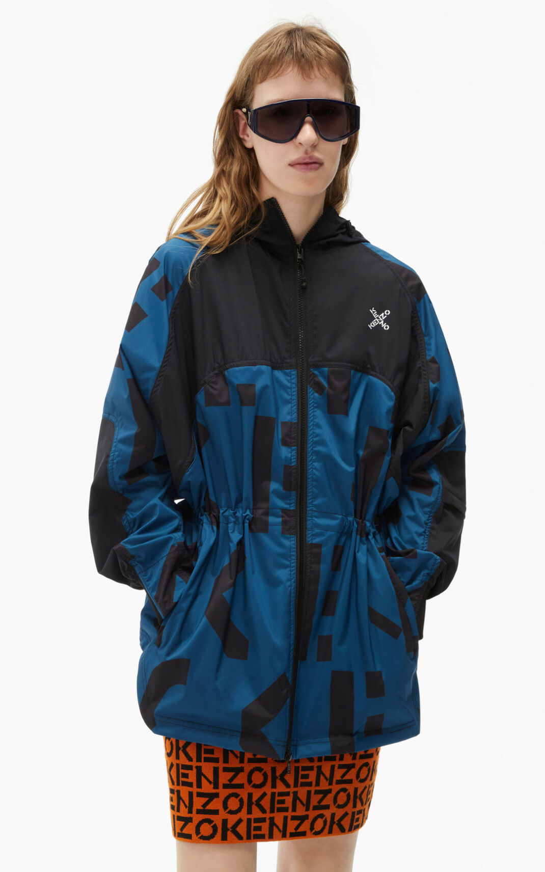 Kenzo Sport lightweight monogram Parka Bayan Koyu Mavi | 0497-ZBGYA